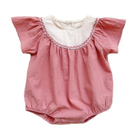 Load image into Gallery viewer, Baby Girls Color-blocking Embroidered Rompers Wholesale 22051748

