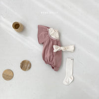 Load image into Gallery viewer, Baby Girls Color-blocking Embroidered Rompers Wholesale 22051748
