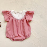 Load image into Gallery viewer, Baby Girls Color-blocking Embroidered Rompers Wholesale 22051748
