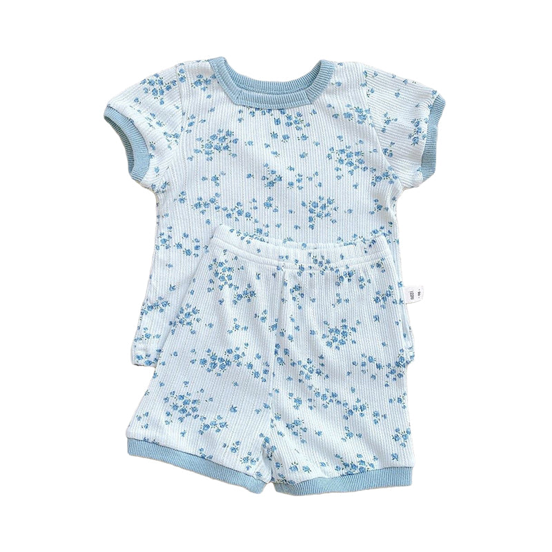 2 Pieces Set Baby Kid Girls Flower Print T-Shirts And Shorts Wholesale 22051765