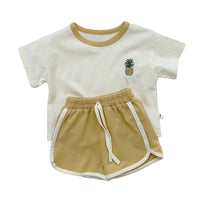 Load image into Gallery viewer, 2 Pieces Set Baby Unisex Cartoon Embroidered T-Shirts And Solid Color Shorts Wholesale 22051766
