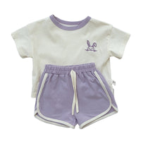 Load image into Gallery viewer, 2 Pieces Set Baby Unisex Cartoon Embroidered T-Shirts And Solid Color Shorts Wholesale 22051766
