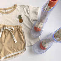 Load image into Gallery viewer, 2 Pieces Set Baby Unisex Cartoon Embroidered T-Shirts And Solid Color Shorts Wholesale 22051766
