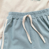 Load image into Gallery viewer, 2 Pieces Set Baby Unisex Cartoon Embroidered T-Shirts And Solid Color Shorts Wholesale 22051766
