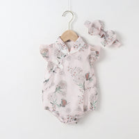 Load image into Gallery viewer, Baby Girls Flower Animals Print Rompers Wholesale 22051780
