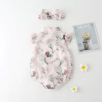Load image into Gallery viewer, Baby Girls Flower Animals Print Rompers Wholesale 22051780
