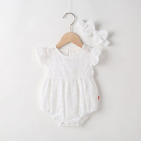 Load image into Gallery viewer, Baby Girls Solid Color Lace Rompers Wholesale 22051782
