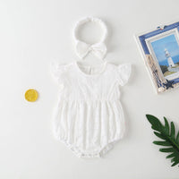 Load image into Gallery viewer, Baby Girls Solid Color Lace Rompers Wholesale 22051782

