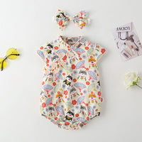 Load image into Gallery viewer, Baby Girls Flower Animals Cartoon Print Rompers Wholesale 22051783
