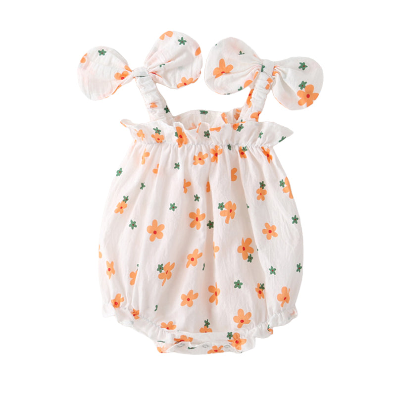 Baby Girls Flower Print Rompers Wholesale 22051785