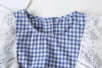 Load image into Gallery viewer, Baby Girls Color-blocking Checked Bow Print Rompers Wholesale 22051789
