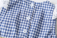 Load image into Gallery viewer, Baby Girls Color-blocking Checked Bow Print Rompers Wholesale 22051789
