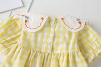 Load image into Gallery viewer, Baby Girls Checked Embroidered Print Rompers Wholesale 22051791
