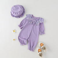 Load image into Gallery viewer, Baby Girls Flower Print Jumpsuits Hats Wholesale 22051794
