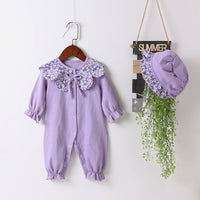 Load image into Gallery viewer, Baby Girls Flower Print Jumpsuits Hats Wholesale 22051794

