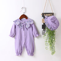Load image into Gallery viewer, Baby Girls Flower Print Jumpsuits Hats Wholesale 22051794
