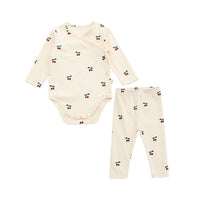 Load image into Gallery viewer, 2 Pieces Set Baby Unisex Flower Fruit Plant Print Rompers And Pants Wholesale 220518116
