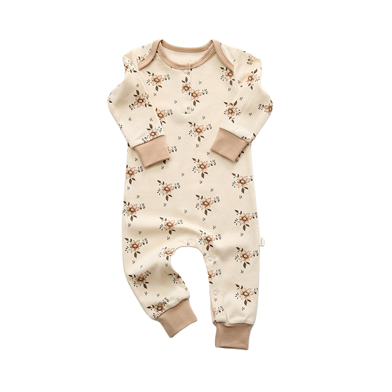 Baby Unisex Flower Butterfly Plant Print Jumpsuits Wholesale 220518135