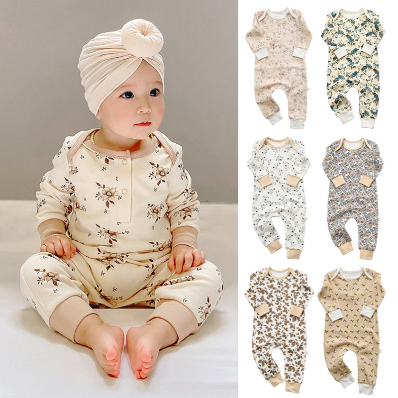 Baby Unisex Flower Butterfly Plant Print Jumpsuits Wholesale 220518135