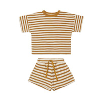 Load image into Gallery viewer, 2 Pieces Set Baby Unisex Solid Color Striped T-Shirts And Shorts Wholesale 220518266
