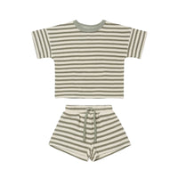 Load image into Gallery viewer, 2 Pieces Set Baby Unisex Solid Color Striped T-Shirts And Shorts Wholesale 220518266
