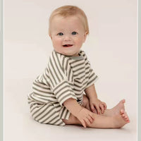 Load image into Gallery viewer, 2 Pieces Set Baby Unisex Solid Color Striped T-Shirts And Shorts Wholesale 220518266
