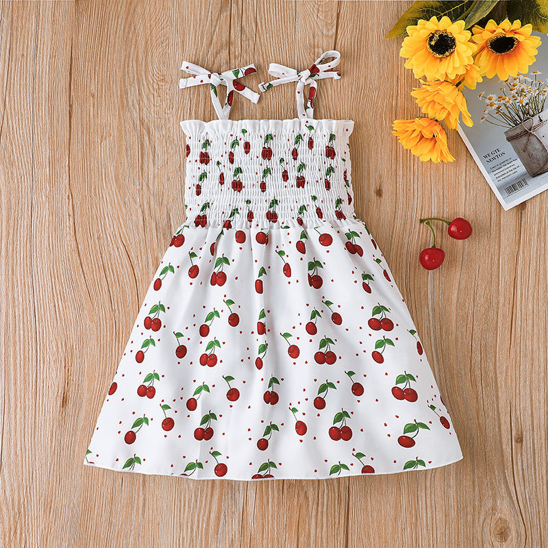 Kid Girls Flower Fruit Animals Plant Print Dresses Wholesale 220518321