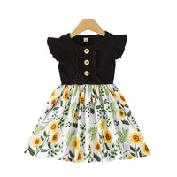 Load image into Gallery viewer, Baby Kid Girls Flower Muslin&amp;Ribbed Print Dresses Wholesale 22051833
