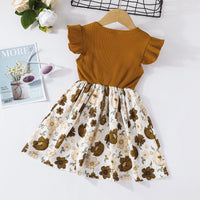 Load image into Gallery viewer, Baby Kid Girls Flower Muslin&amp;Ribbed Print Dresses Wholesale 22051833
