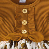 Load image into Gallery viewer, Baby Kid Girls Flower Muslin&amp;Ribbed Print Dresses Wholesale 22051833
