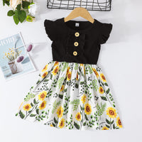 Load image into Gallery viewer, Baby Kid Girls Flower Muslin&amp;Ribbed Print Dresses Wholesale 22051833
