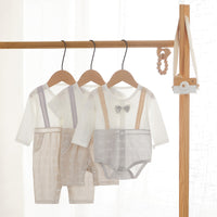 Load image into Gallery viewer, Baby Boys Color-blocking Bow Rompers Wholesale 220518338
