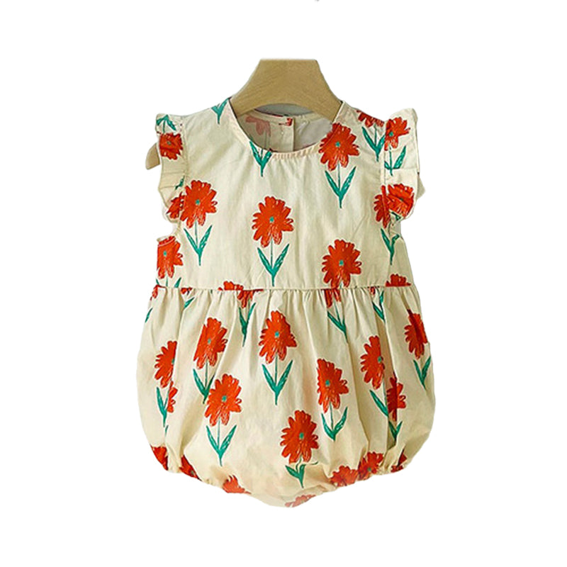 Baby Girls Flower Print Rompers Wholesale 220518410