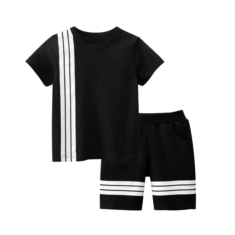 2 Pieces Set Baby Kid Unisex Striped T-Shirts And Shorts Wholesale 220518443