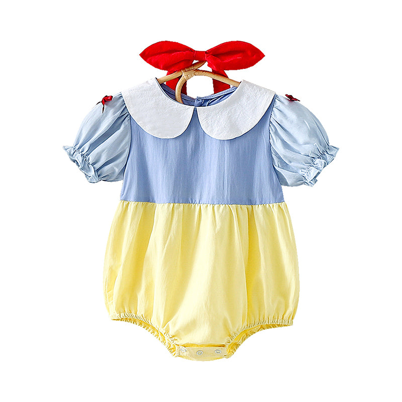 Baby Girls Color-blocking Bow Rompers Wholesale 22051885
