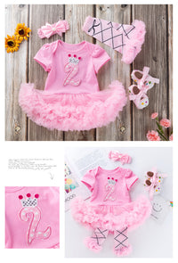 Load image into Gallery viewer, Baby Girls Cartoon Embroidered Alphabet Dresses Wholesale 22052401
