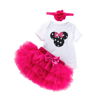 Load image into Gallery viewer, 3 Pieces Set Baby Girls Birthday Letters Love heart Cartoon Bow Alphabet Rompers Solid Color Skirts And Headwear Wholesale 22052405
