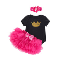Load image into Gallery viewer, 3 Pieces Set Baby Girls Birthday Letters Love heart Cartoon Bow Alphabet Rompers Solid Color Skirts And Headwear Wholesale 22052405
