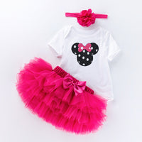 Load image into Gallery viewer, 3 Pieces Set Baby Girls Birthday Letters Love heart Cartoon Bow Alphabet Rompers Solid Color Skirts And Headwear Wholesale 22052405
