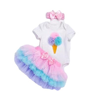 Load image into Gallery viewer, 3 Pieces Set Baby Girls Birthday Letters Love heart Cartoon Star Bow Alphabet Rompers Skirts And Headwear Wholesale 22052406
