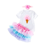 Load image into Gallery viewer, 3 Pieces Set Baby Girls Birthday Letters Love heart Cartoon Star Bow Alphabet Rompers Skirts And Headwear Wholesale 22052406

