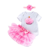 Load image into Gallery viewer, 3 Pieces Set Baby Girls Birthday Letters Love heart Cartoon Star Bow Alphabet Rompers Skirts And Headwear Wholesale 22052406

