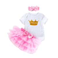 Load image into Gallery viewer, 3 Pieces Set Baby Girls Birthday Letters Love heart Cartoon Star Bow Alphabet Rompers Skirts And Headwear Wholesale 22052406
