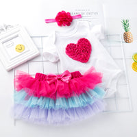Load image into Gallery viewer, 3 Pieces Set Baby Girls Birthday Letters Love heart Cartoon Star Bow Alphabet Rompers Skirts And Headwear Wholesale 22052406
