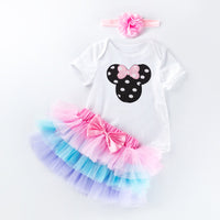 Load image into Gallery viewer, 3 Pieces Set Baby Girls Birthday Letters Love heart Cartoon Star Bow Alphabet Rompers Skirts And Headwear Wholesale 22052406
