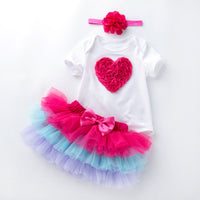 Load image into Gallery viewer, 3 Pieces Set Baby Girls Birthday Letters Love heart Cartoon Star Bow Alphabet Rompers Skirts And Headwear Wholesale 22052406
