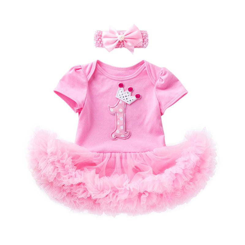 Baby Girls Letters Cartoon Star Bow Print Birthday Dresses Wholesale 22052408