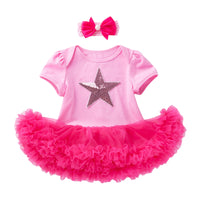 Load image into Gallery viewer, Baby Girls Letters Cartoon Star Bow Print Birthday Dresses Wholesale 22052408
