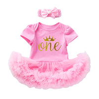 Load image into Gallery viewer, Baby Girls Letters Cartoon Star Bow Print Birthday Dresses Wholesale 22052408
