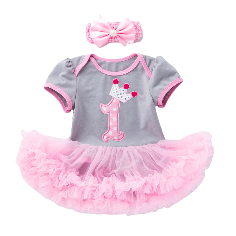 Baby Girls Letters Cartoon Star Bow Print Birthday Dresses Wholesale 22052408